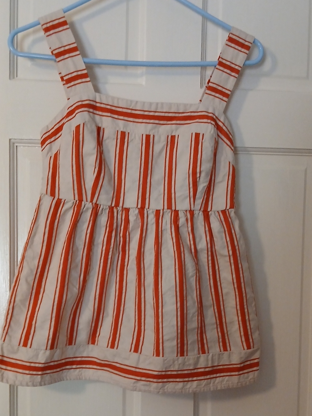 Cabi Orange-Striped Cream Top